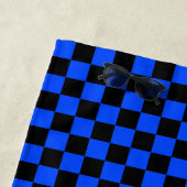 Blau-schwarzes Schachbrettmuster Strandtuch (Beispiel)