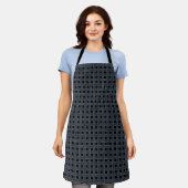 Blau Schwarzes Webmuster Schürze (Getragen)