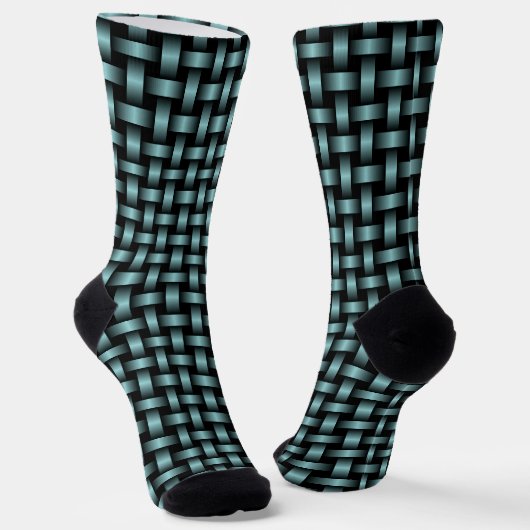 Blau Schwarzes Webmuster Socken (Gewinkelt)