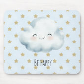 Blau Sei Glücklich Wolke Gold Sterne Mousepad (Vorne)