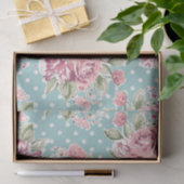 Blau, Shabby Chic, Polkapunktweiß, Blumenrosa, Seidenpapier (Geschenk)