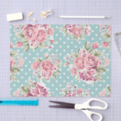 Blau, Shabby Chic, Polkapunktweiß, Blumenrosa, Seidenpapier (Handwerk)