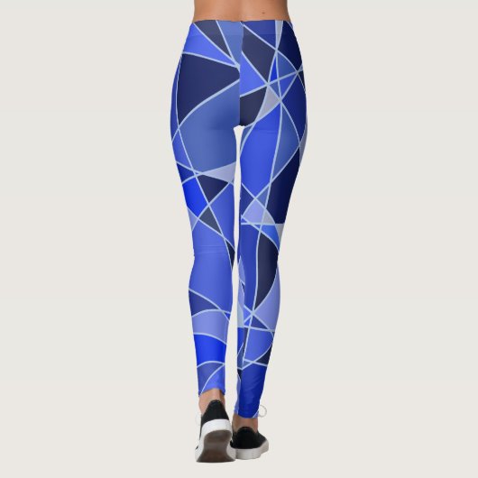 Blau Shades Geometric Crystal Design Leggings (Rückseite)