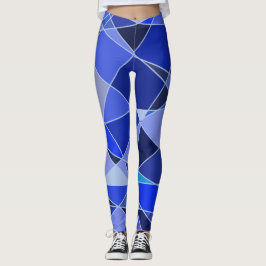 Blau Shades Geometric Crystal Design Leggings