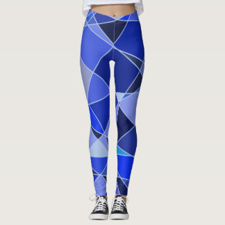 Blau Shades Geometric Crystal Design Leggings
