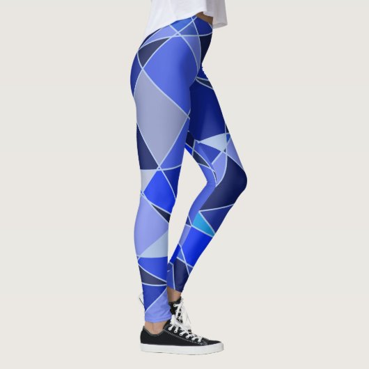 Blau Shades Geometric Crystal Design Leggings (Rechts)