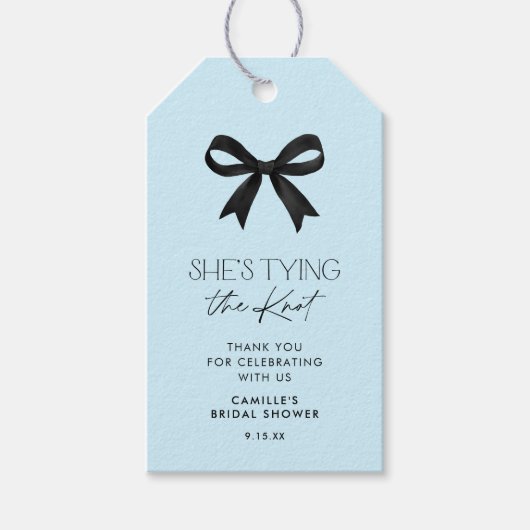 Blau sie bindet das Brautparty des Knochenkuchens Geschenkanhänger (Vorderseite)