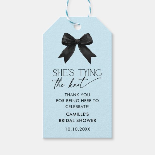 Blau sie bindet das Brautparty des Knochenkuchens Geschenkanhänger (Vorderseite)