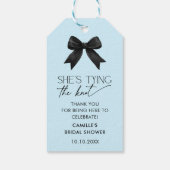 Blau sie bindet das Brautparty des Knochenkuchens Geschenkanhänger (Rückseite)