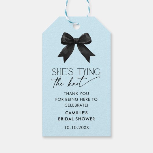 Blau sie bindet das Brautparty des Knochenkuchens Geschenkanhänger (Rückseite)