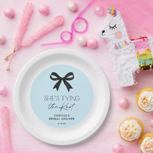 Blau sie bindet den Polterabend des Knotens Bow Pappteller (Party)