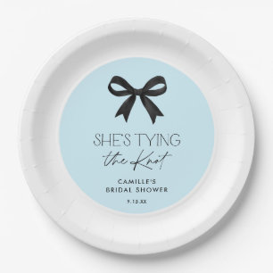 Blau sie bindet den Polterabend des Knotens Bow Pappteller