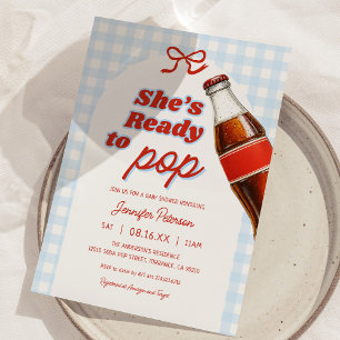 Blau Sie ist bereit für den Pop Soda Baby Dusche Einladung