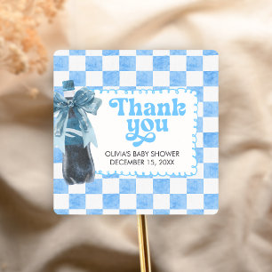 Blau Sie ist bereit zu platzen Baby Shower Quadratischer Aufkleber