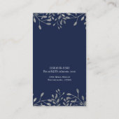 Blau & Silber Botanische Moderne Elegante Eleganz Visitenkarte (Rückseite)