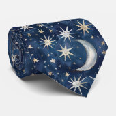 Blau Silber Gold Sterne Krawatte (Gerollt)