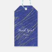 Blau & Silber Modernes Glam Marmorstreifen Party Geschenkanhänger (Rückseite)