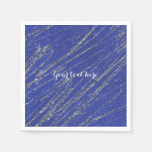 Blau & Silber Modernes Glam Marmorstreifen Party Serviette (Vorderseite)