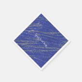 Blau & Silber Modernes Glam Marmorstreifen Party Serviette (Ecke)