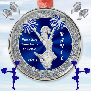Blau, Silber, Personalisiert Cheerleader Ornament