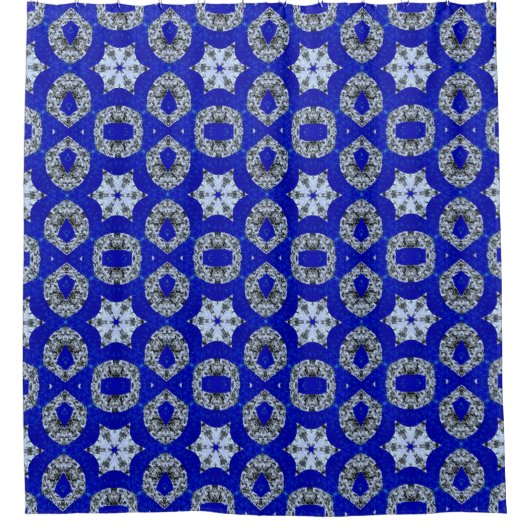 blau-silber-psychedelisches Muster Duschvorhang (Vorderseite)