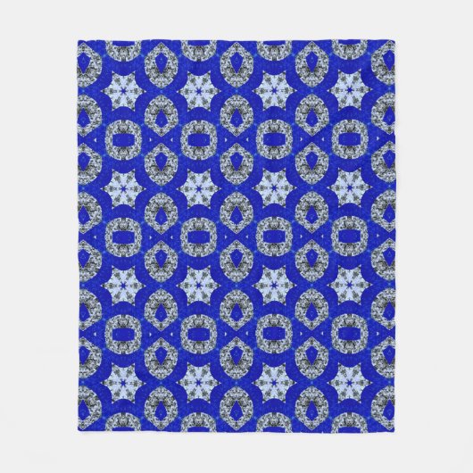 blau-silber-psychedelisches Muster Fleecedecke (Vorderseite)