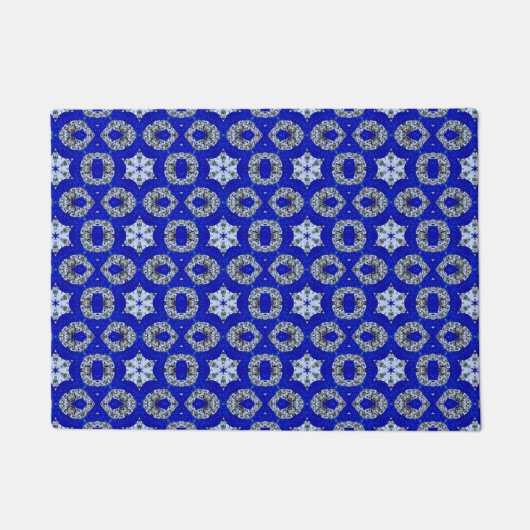 blau-silber-psychedelisches Muster Fußmatte (Vorderseite)