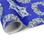 blau-silber-psychedelisches Muster Geschenkpapier (Rolleneckpunkt)