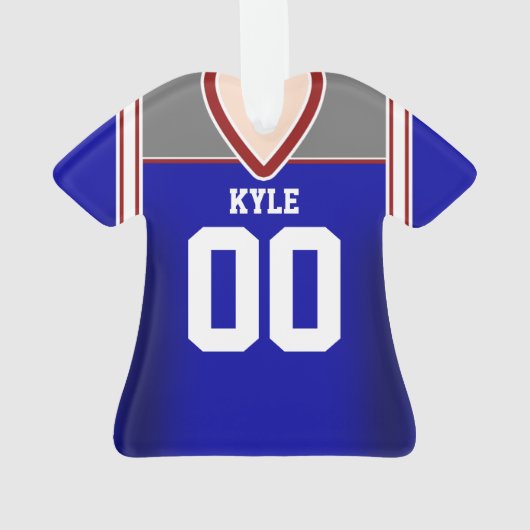 Blau/Silber/Roter Fußball Jersey Ornament (Rückseite)