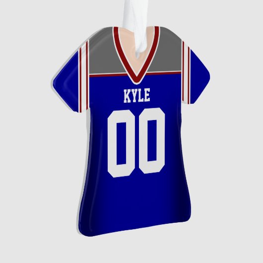 Blau/Silber/Roter Fußball Jersey Ornament (Vorderseite)