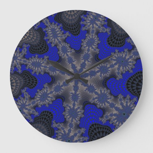 Blau-Silber-Sternexplosion Große Wanduhr (Vorderseite)