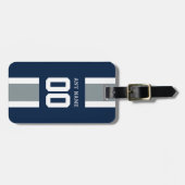 Blau, Silber u. weißer gestreifter Fußball Jersey Gepäckanhänger (Vorderseite horizontal)