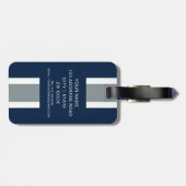 Blau, Silber u. weißer gestreifter Fußball Jersey Gepäckanhänger (Rückseite horizontal)