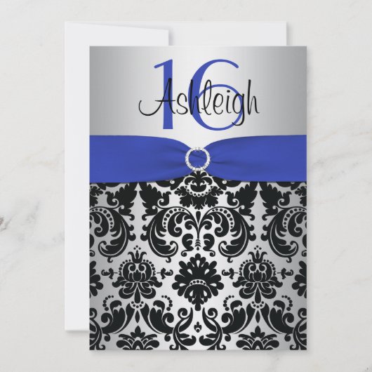 Blau, Silber und schwarze Einladung des (Vorderseite)