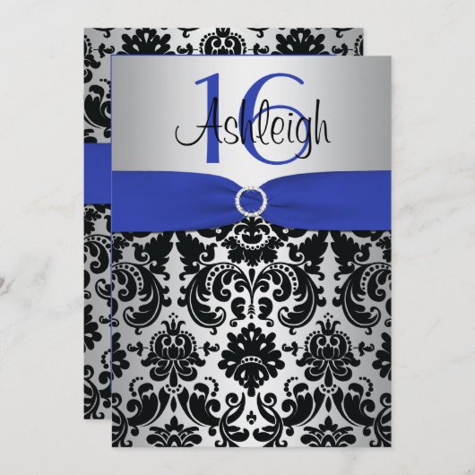 Blau, Silber und schwarze Einladung des (Vorne/Hinten)