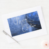 Blau, Silber und Weiß frohe Weihnachtsgrüße Rechteckiger Aufkleber (Umschlag)