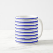 Blau, Silber und Weiße Streifen Kaffeetasse (VorderseiteRechts)