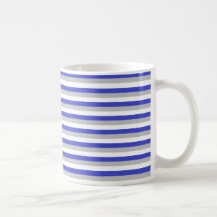 Blau, Silber und Weiße Streifen Kaffeetasse