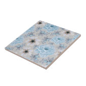 Blau Silber Wasserfarbenfloral Fliese (Seite)