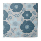 Blau Silber Wasserfarbenfloral Fliese (Vorderseite)