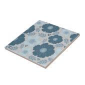 Blau Silber Wasserfarbenfloral Fliese (Seite)