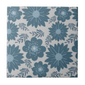 Blau Silber Wasserfarbenfloral Fliese (Vorderseite)