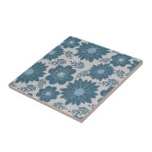 Blau Silber Wasserfarbenfloral Fliese (Seite)