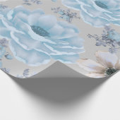 Blau Silber Wasserfarbenfloral Geschenkpapier (Ecke)