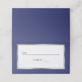 Blau | Silber | White Simple Elegante Platzkarten (Außenseite Aufgefaltet)