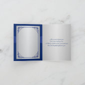 Blau, Silberblume, Herz Hochzeit Dankeschön Karte (Innenseite)