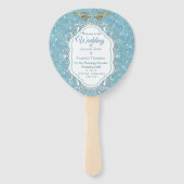 Blau-Silberes Mischmuster mit weißen Glitzern Fächer (Vorderseite)