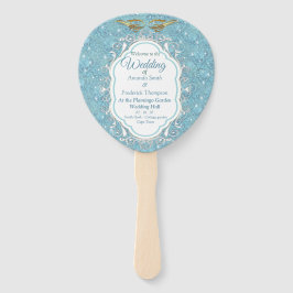 Blau-Silberes Mischmuster mit weißen Glitzern Fächer