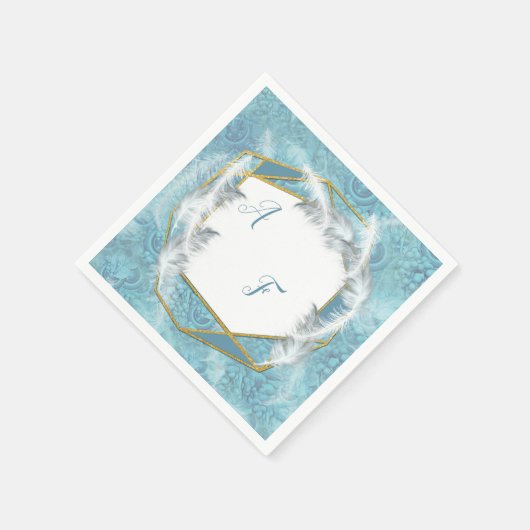 Blau-Silberes Mischmuster mit weißen Glitzern Serviette (Ecke)