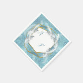 Blau-Silberes Mischmuster mit weißen Glitzern Serviette (Ecke)